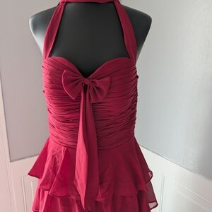 Source Unknown Red Halter Maxi Dress